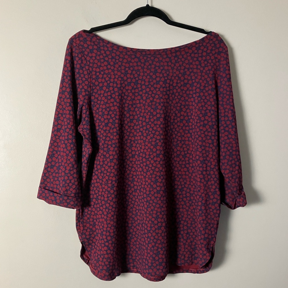 Reitmans shirt three quarter sleeve tee Floral Print red blue women’s size XXL
